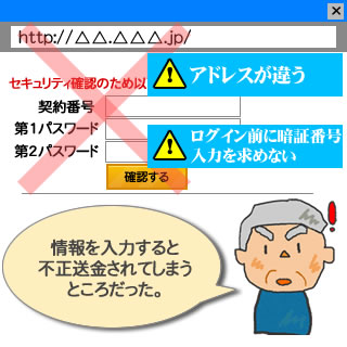 アドレスと入力内容はよく確認しましょう